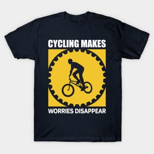 Cycling makes worries disappear Cyclist T-shirt design 2022. T-Shirt